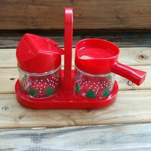 Vtg 3pc GEMCO sugar creamer Christmas holder